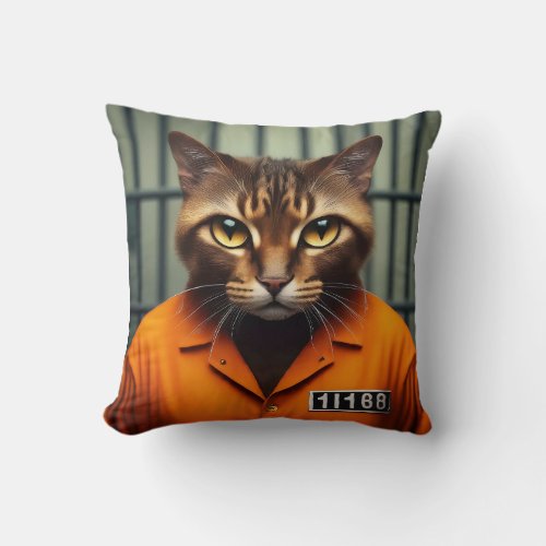 Cat Prisoner 11168  Throw Pillow