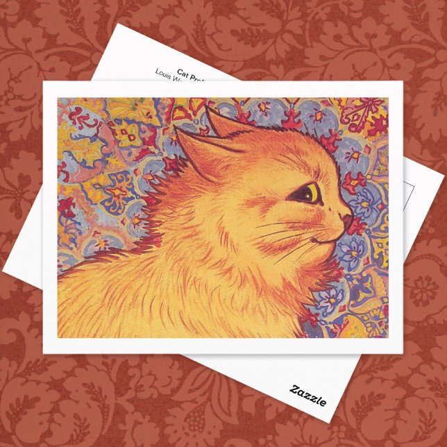 Cat Profile Illustration Louis Wain Postcard (Creator Uploaded)