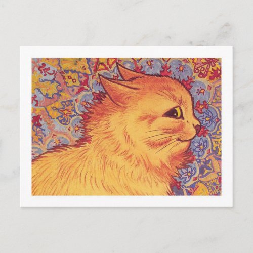 Cat Profile Illustration Louis Wain Postcard