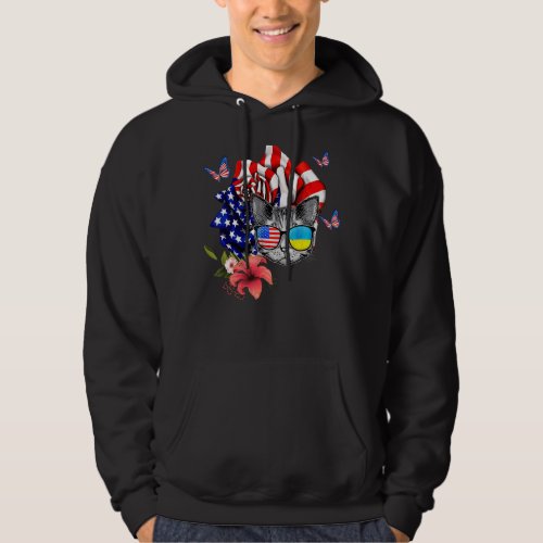Cat Proud And Rose American Flag 4th Of July 1 Hoodie