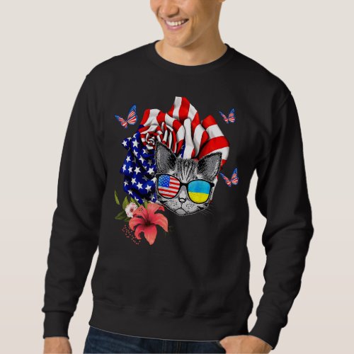 Cat Proud And Rose American Flag 4th Of July 1 Sweatshirt
