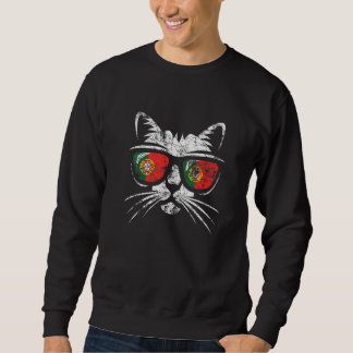 Cat Proud Portuguese Vintage Portugal Flag Sweatshirt