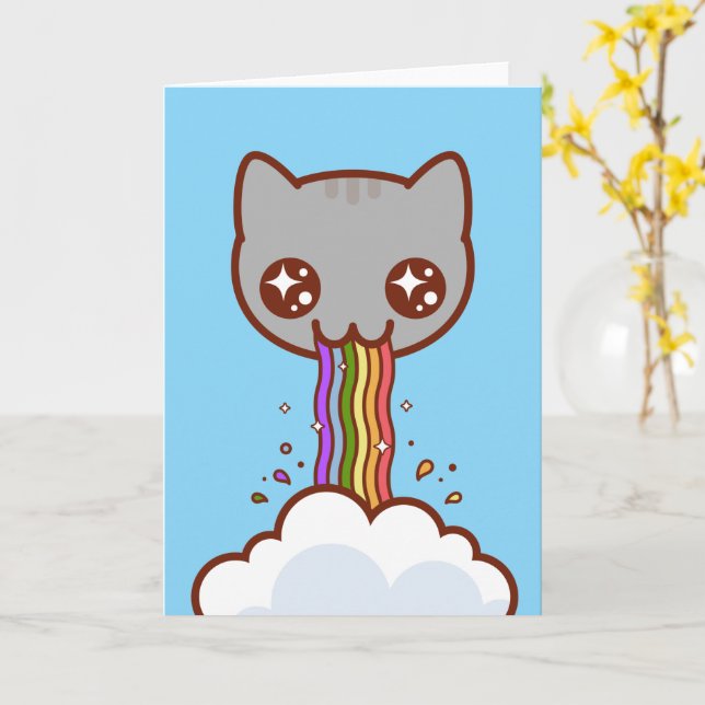 CAT PUKING RAINBOW Funny Cat Card Zazzle