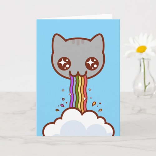 CAT PUKING RAINBOW _ Funny Cat Card