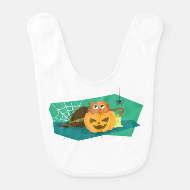 Cat Pumpkin Baby Bib (Front)