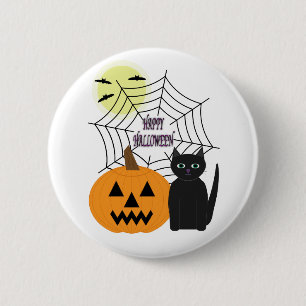 Cat & Pumpkin Halloween Button