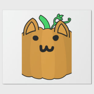 Cat Pumpkin Halloween Sticker Wrapping Paper