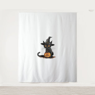 Cat Pumpkin Halloween Tapestry