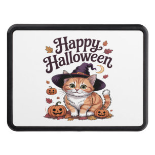 Cat Pumpkin Happy Halloween Hitch Cover