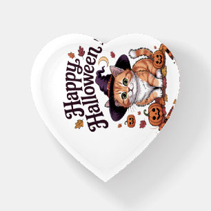 Cat Pumpkin Happy Halloween Paperweight