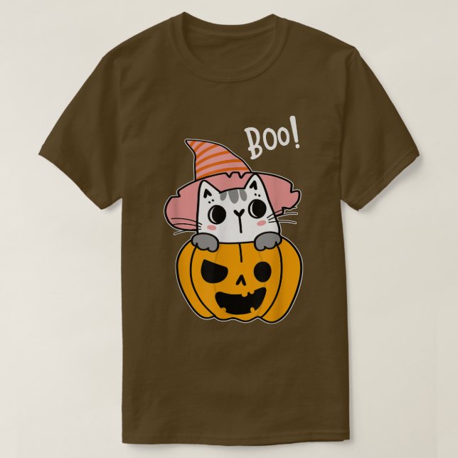Cat Pumpkin Lazy Halloween Costume Cute Kitty Kitt T-Shirt (Design Front)