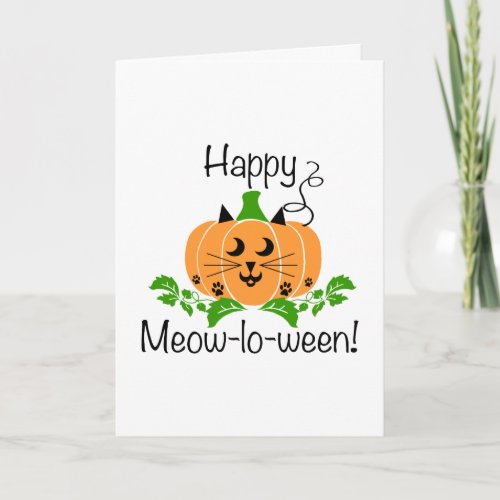 Cat Pumpkin Meow_lo_ween Halloween Card _ Blank