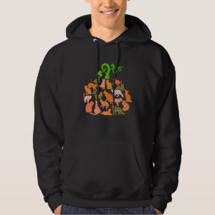 Cat Pumpkin Shape Plaid Leopard Cat Autumn Hallowe Hoodie