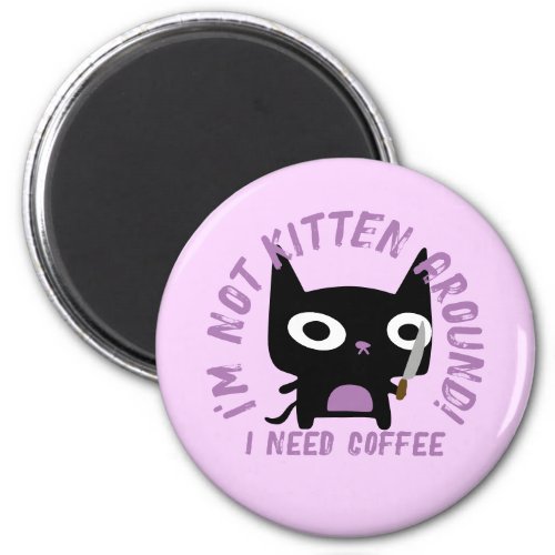 Cat Pun Black Kitten with Knife Personalized Text Magnet