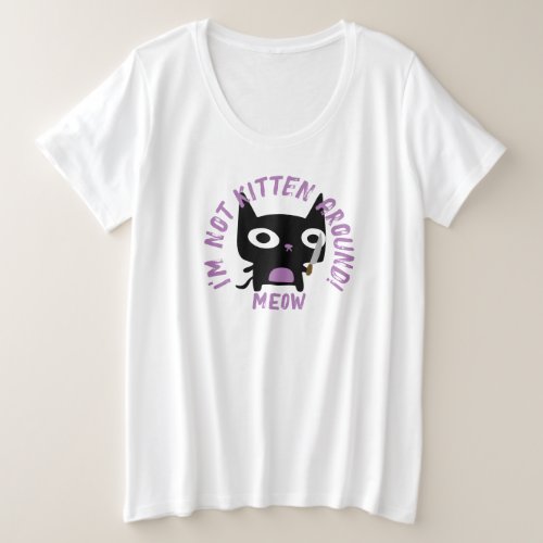 Cat Pun Black Kitten with Knife Personalized Text  Plus Size T_Shirt