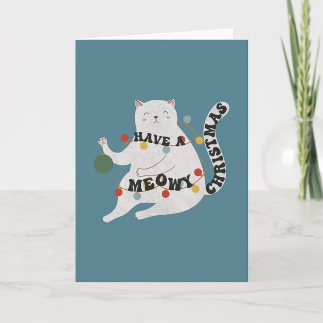 Cat Pun: Have a Meowy Christmas Card (Front)