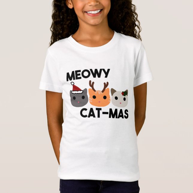 Cat Pun Kids Shirt Meowy Catmas (Front)