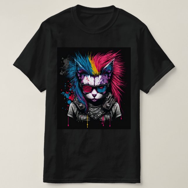 Cat punk colorful T-Shirt (Design Front)