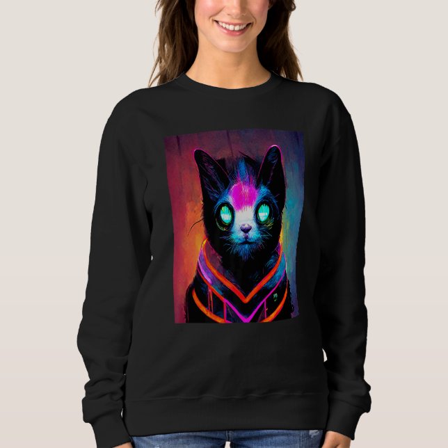 Cat Punk Cyborg Men Women Boys Girls   3 Sweatshirt (Front)