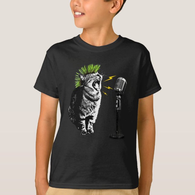 Cat Punk, Fun Graphic T-Shirt (Front)
