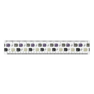Cat Purple Black Pet Pattern Ruler