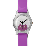 Cat Purple Hot Vibrant Fresh Cartoon Funny Modern Wrist Watch