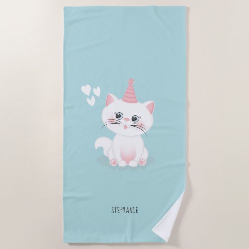 Cat Purr_fect Day Birthday Beach Towel