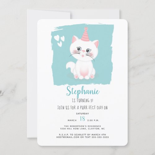 Cat Purr_fect Day Birthday Invitation