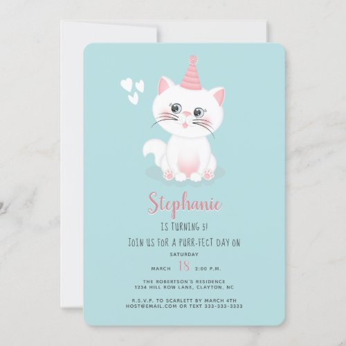 Cat Purr_fect Day Birthday Invitation