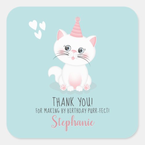 Cat Purr_fect Day Birthday Square Sticker