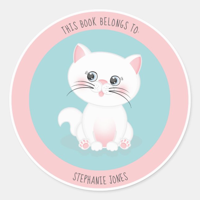 Cat Purr-fect DayThis Book Belongs to Classic Round Sticker (Front)