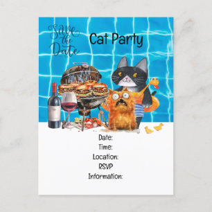 Cat  Purr-fectly Quirky Cat Party Invitation Postcard