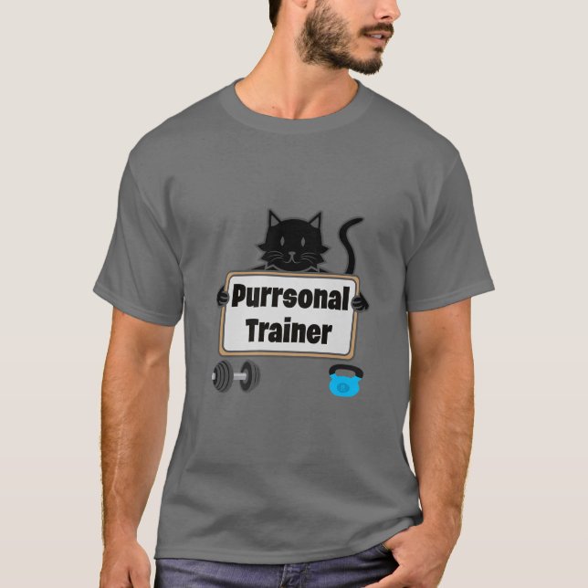 Cat Purr Gym Personal Trainer Exercise Fitness Tra T-Shirt (Front)
