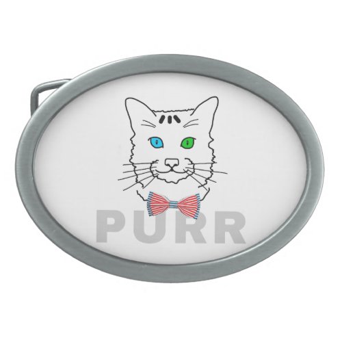 Cat Purr Oval Belt Buckle