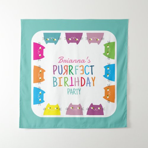 Cat Purrfect Birthday Party Backdrop