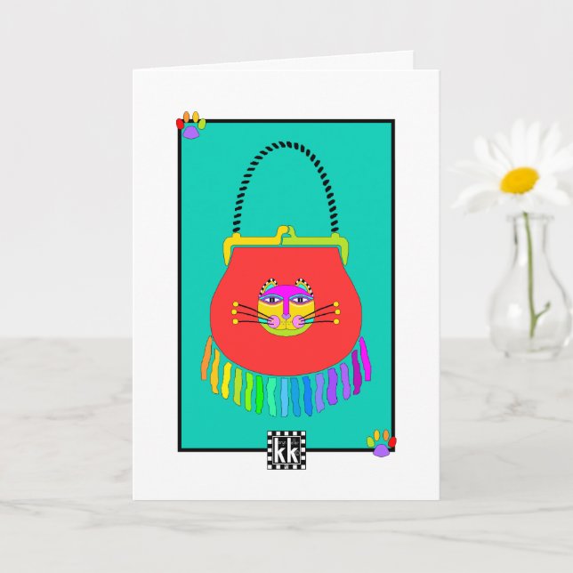 Cat Purse greeting card (Small Plant)
