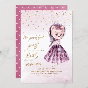 Cat Puur-fect Party Girl 2nd Birthday Invitation