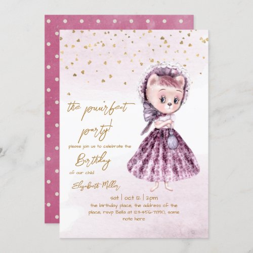 Cat Puur_fect Party Girl 2nd Birthday Invitation