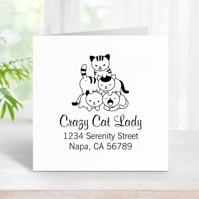 Cat Pyramid - Crazy Cat Lady Address Rubber Stamp (Creator Uploaded)
