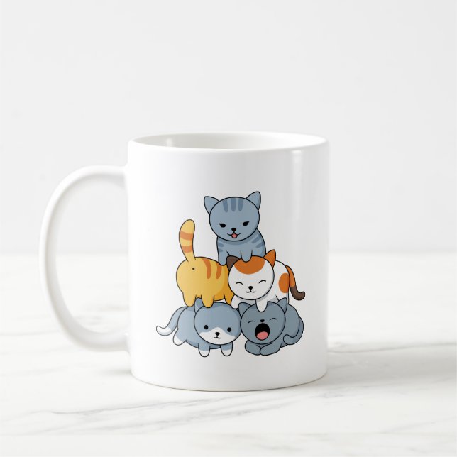 Cat Pyramid - Group of Cats Coffee Mug (Left)