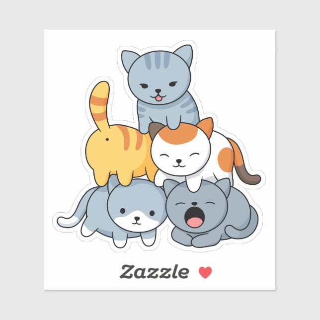 Cat Pyramid - Group of Cats Sticker (Sheet)