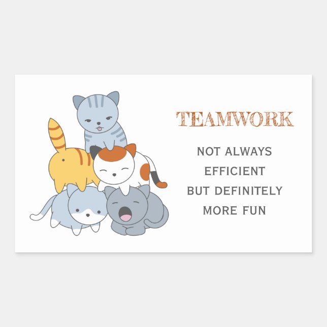 Cat Pyramid - Group of Cats, Teamwork Quote Rectangular Sticker (Front)