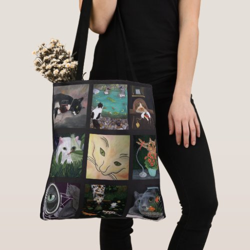 Cat Quilt A grouping of cat paintings Tote Bag