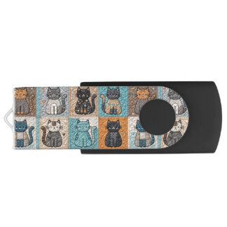 Cat Quilt Design Flash Drive