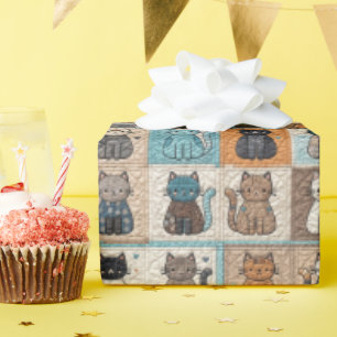 Cat Quilt Design Wrapping Paper