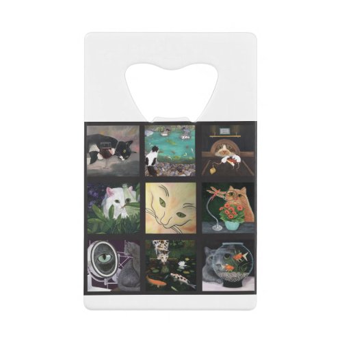 Cat Quilt Nine images of feline fun Credit Card Bottle Opener