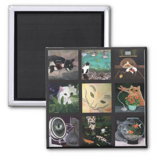 Cat Quilt Nine images of feline fun Magnet