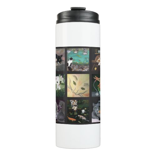 Cat Quilt Nine images of feline fun Thermal Tumbler