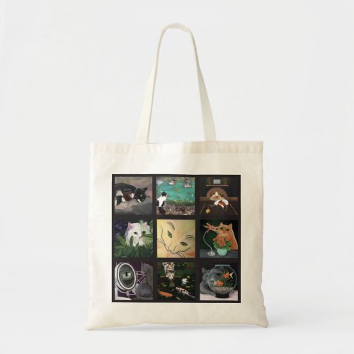 Cat Quilt Nine images of feline fun Tote Bag