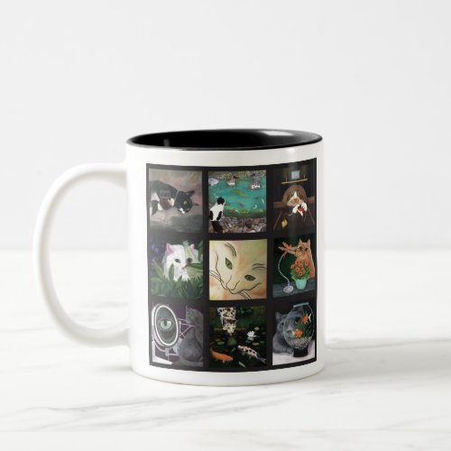 Cat Quilt Nine images of feline fun Two_Tone Coffee Mug